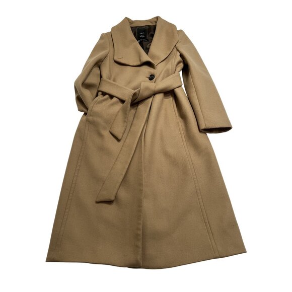Mango Manteco Italian Wool Belted Coat in Brown - Picture 1 of 7